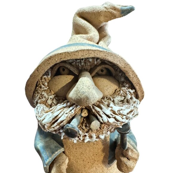 Vtg Studio Pottery Scottish Highland Gnome Carpenter Figurine Signed B Bach 1981 - Picture 2 of 6